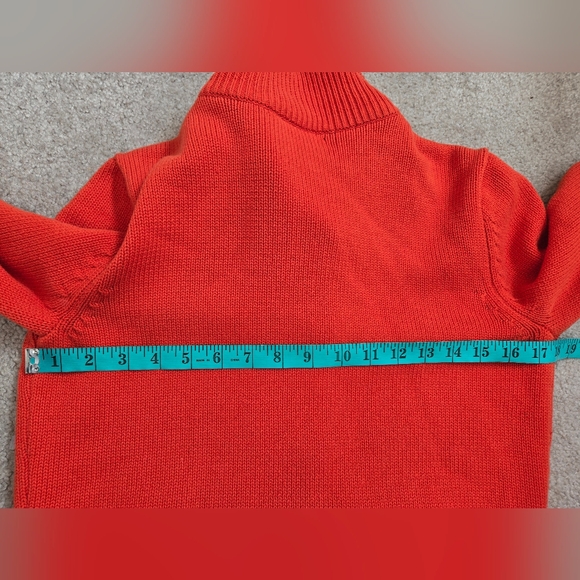 RALPH LAUTEN- Orange Knit Gold Buttoned Cardigan. Size Large - Picture 10 of 12